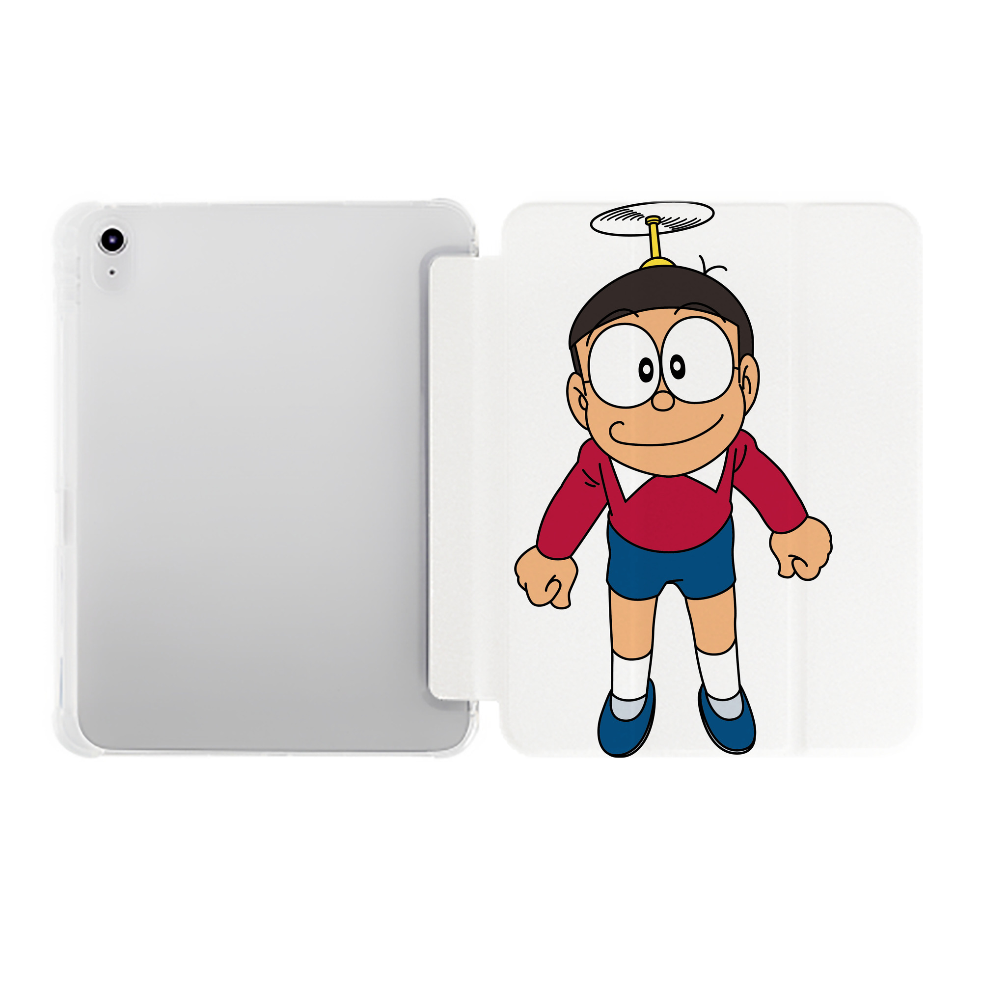 （画像用） ドラえもん 野比 のび太 Doraemon Nobita Nobi IPad ケース ペン収納付き 三つ折りスタンド PUレザー×シリコン 対応機種9.5/10.5/10.9インチ